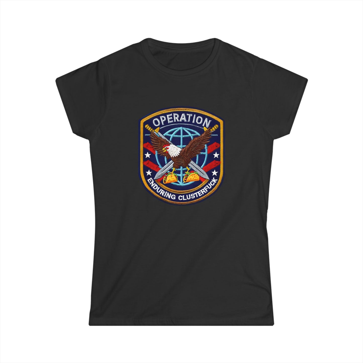 Operation Clusterfuck Women's Softstyle Tee with Military Patch Design | Casual Women's Shirt, Patriotic Apparel, Unique Graphic Tee, [...]