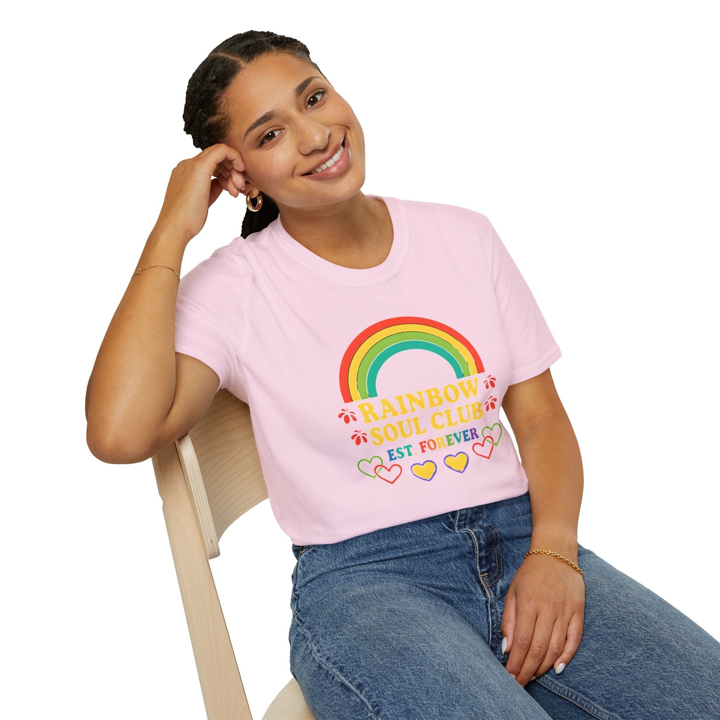 Rainbow Soul Club Pride T-Shirt, Retro Pride Tee, Cute Gift for Friends, LGBTQ+ Celebration Shirt, Summer Vibes Apparel, Casual Everyday