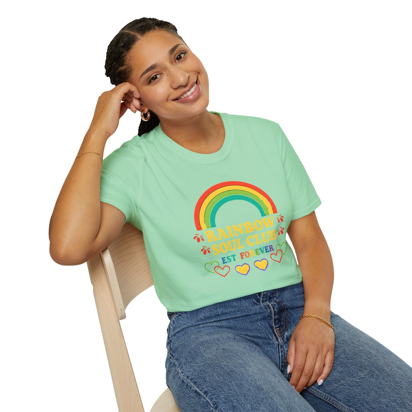 Rainbow Soul Club Pride T-Shirt, Retro Pride Tee, Cute Gift for Friends, LGBTQ+ Celebration Shirt, Summer Vibes Apparel, Casual Everyday