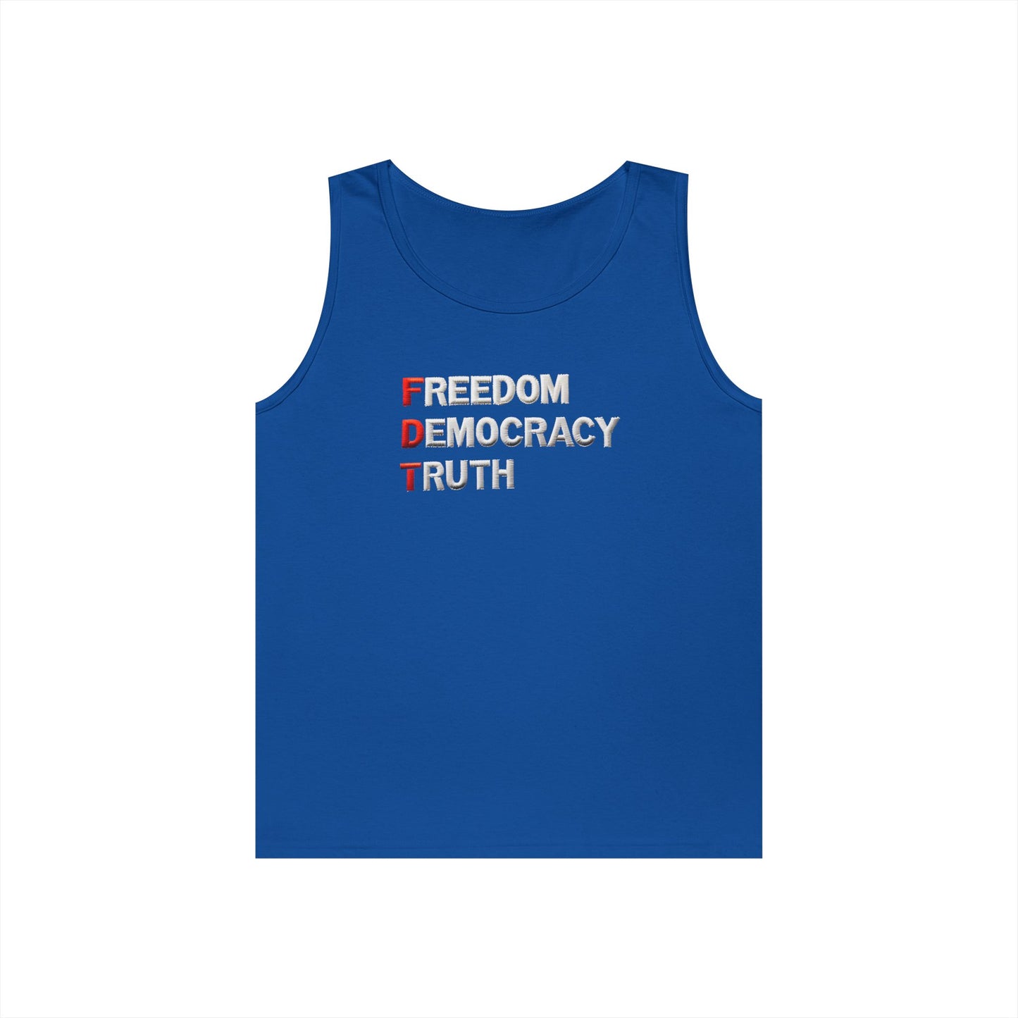Freedom Democracy Truth FDT Unisex Heavy Cotton Tank Top - Freedom Democracy Truth Tee, Gift for Activists, Copyleft [...]
