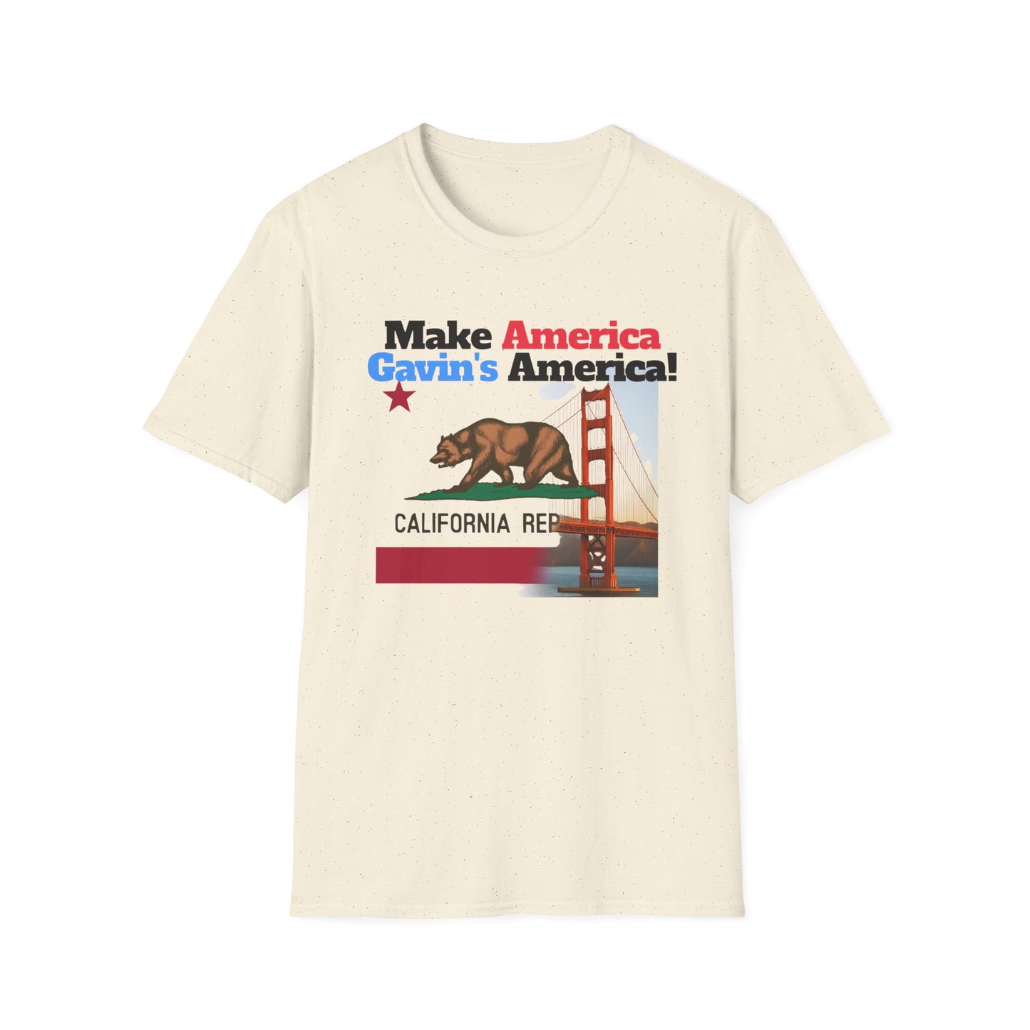 Make America Gavin’s America! California Bear Graphic Tee - Make America Gavin Again T-Shirt, Unisex Softstyle, Trendy Top, Casual Graphic Shirt, California Pride Apparel