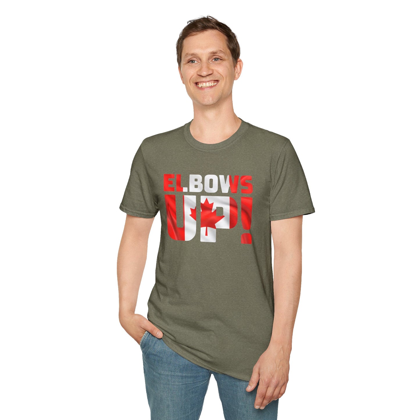 Canadian Pride Elbows Up T-Shirt, Unisex Tee, Fun Canada Day Apparel, Gift for Canada Lovers, Comfortable Travel Shirt
