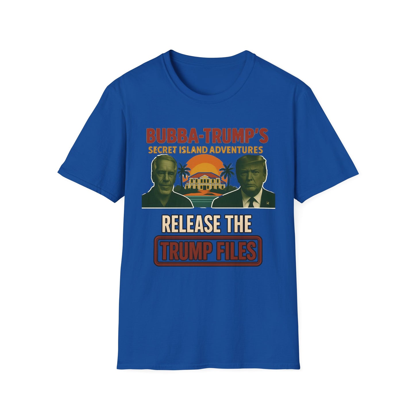 "Bubba-Trump's Secret Island Adventures: Release the Trump Files" Retro Political Tee, release ALL the Files - Un-Redacted!