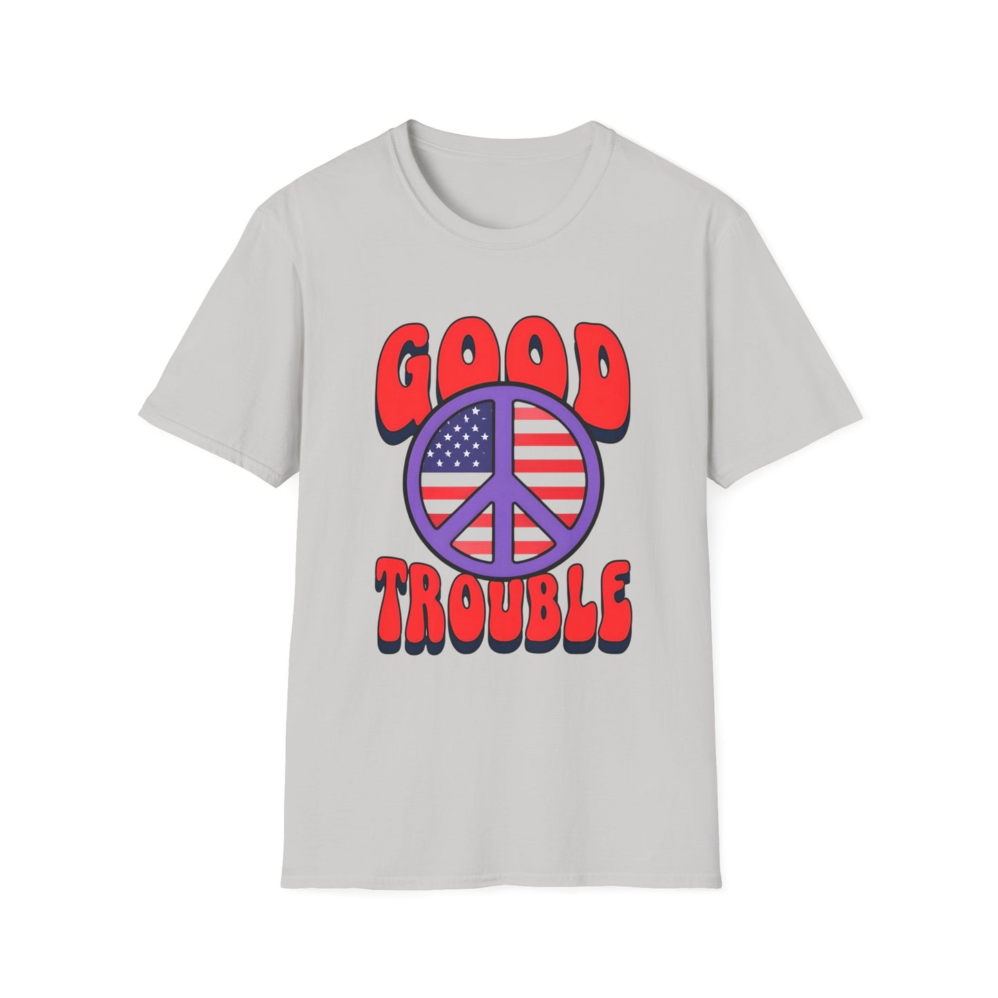 Peace & Good Trouble Unisex T-Shirt, Retro Graphic Tee, Casual Wear, Gift for Activists, July 4th Celebration Shirt