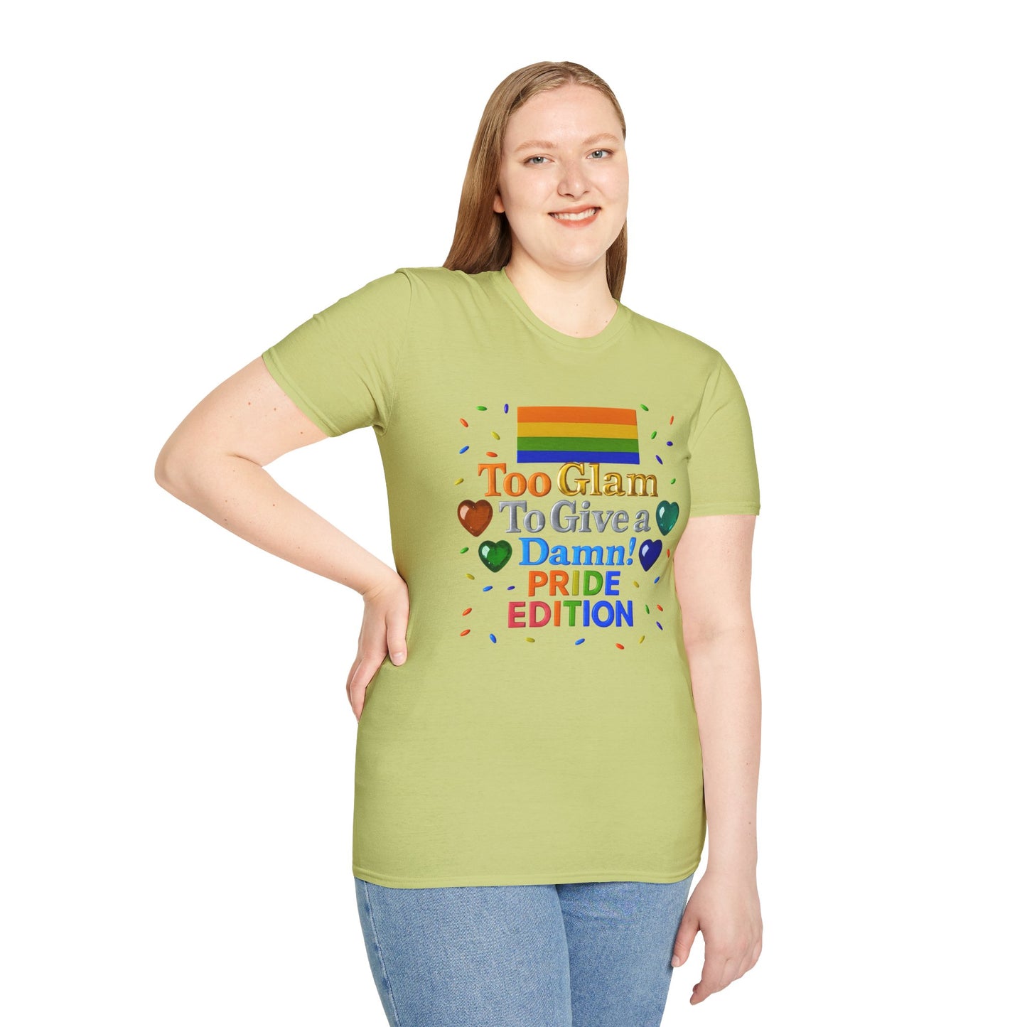 Pride Edition T-Shirt, Too Glam To Give a Damn Shirt, LGBTQ+ Pride Apparel, Unisex Tee for Pride Month, Colorful Casual Wear