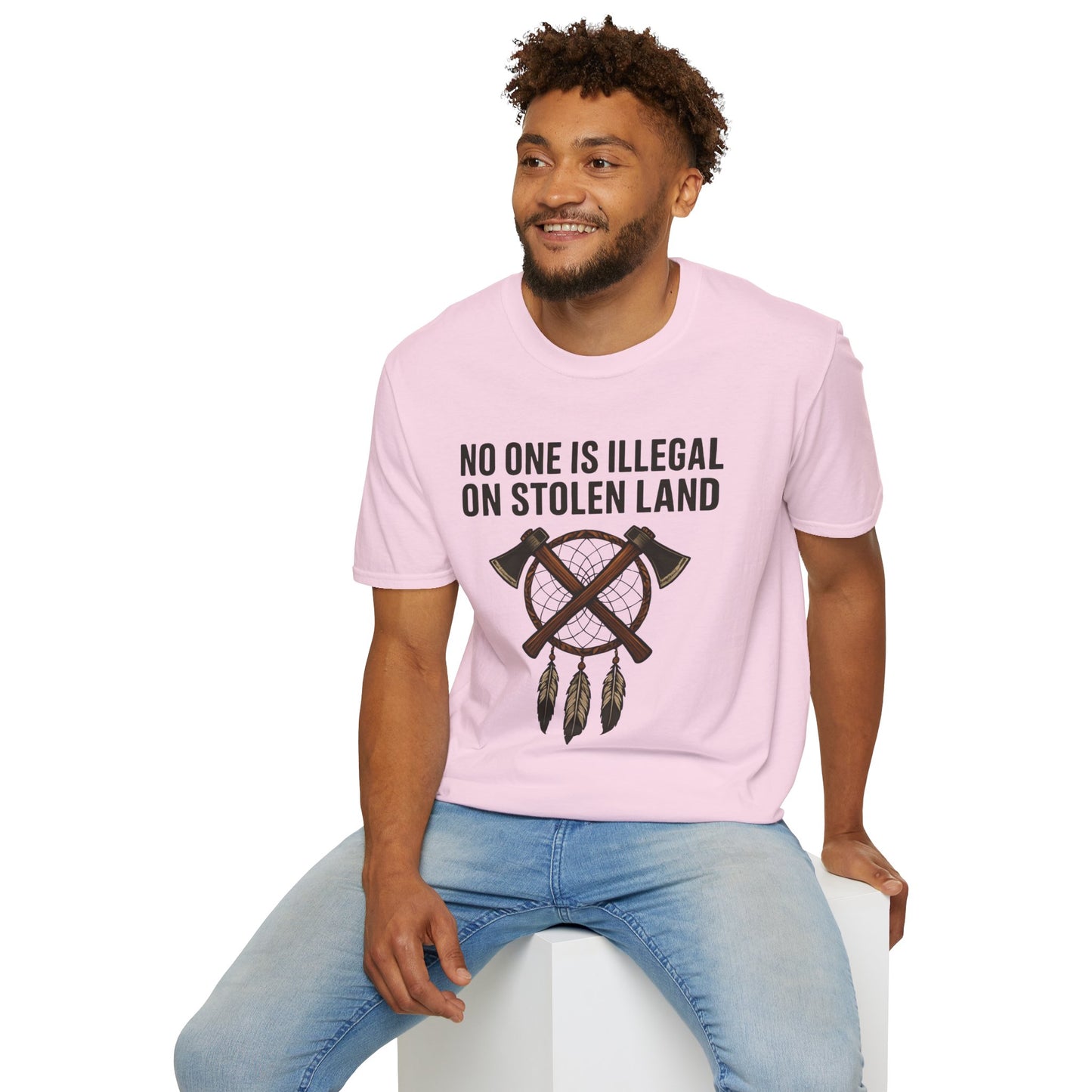No One is illegal on Stolen Land t-shirt | Eco-Friendly Apparel, Casual Wear, Statement Tee, Social Justice Shirt, Gift Idea