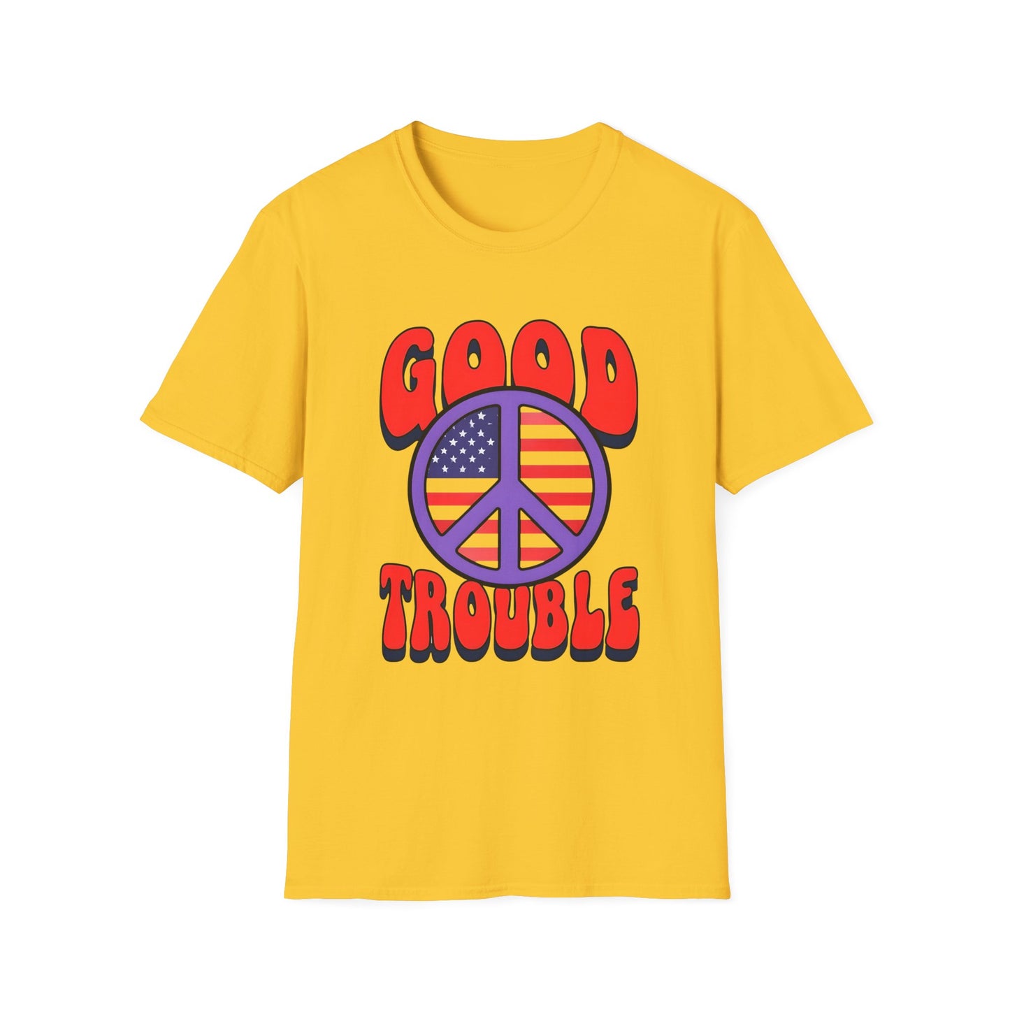 Peace & Good Trouble Unisex T-Shirt, Retro Graphic Tee, Casual Wear, Gift for Activists, July 4th Celebration Shirt
