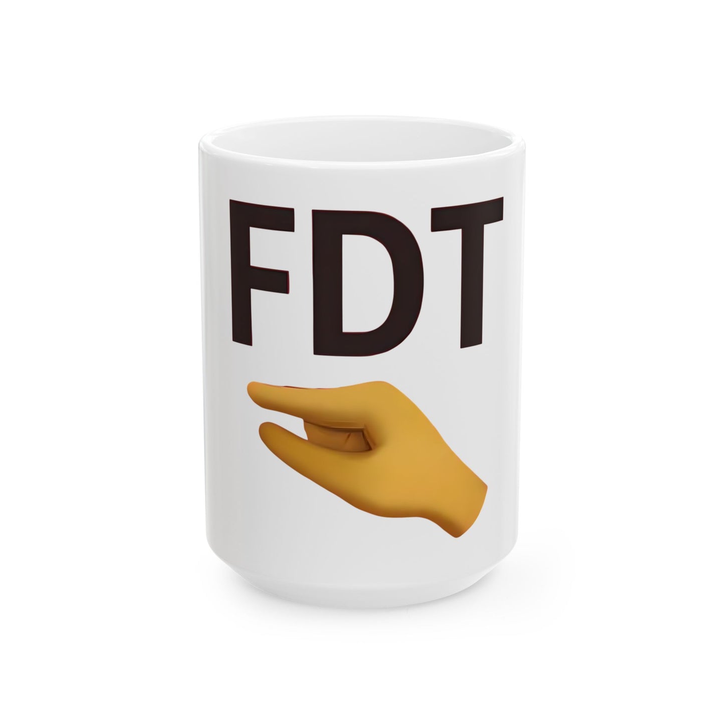 Fun Gesture Ceramic Mug with FDT Design, Coffee Cup for Friends, Unique Gift for Tea Lovers, Quirky Housewarming Mug, Office Humor Mug
