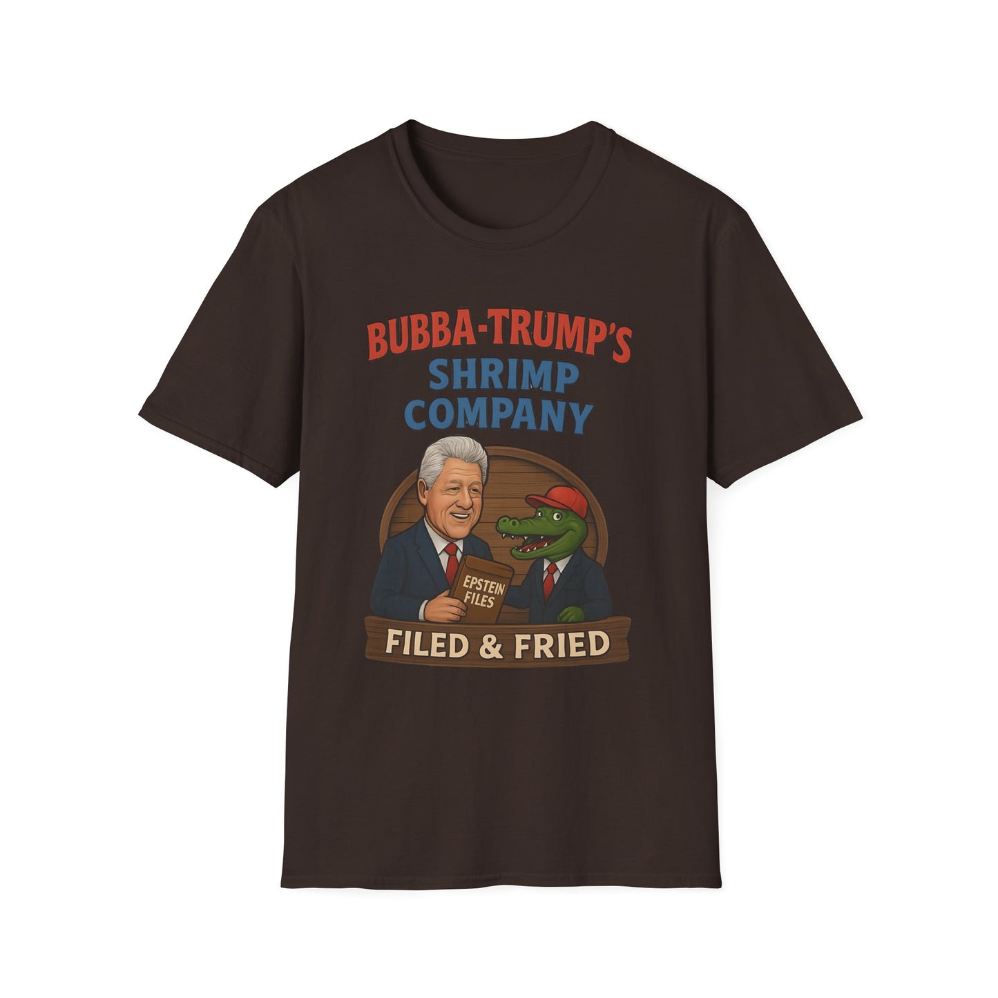 Bubba-Trump's Shrimp Company T-Shirt — 'Filed & Fried' Political Parody Tee