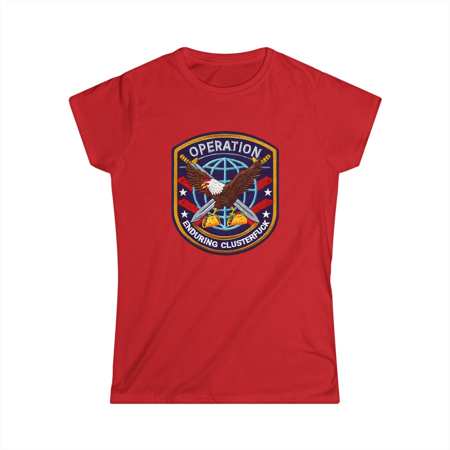 Operation Clusterfuck Women's Softstyle Tee with Military Patch Design | Casual Women's Shirt, Patriotic Apparel, Unique Graphic Tee, [...]