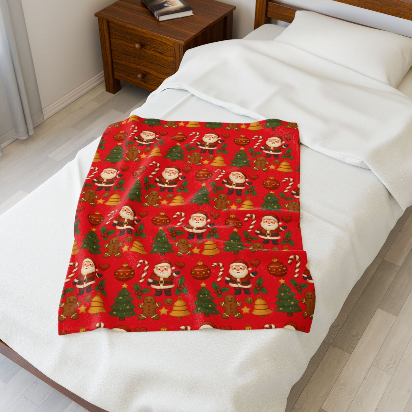 Cozy Christmas Velveteen Plush Blanket, Holiday Throw Blanket, Festive Home Decor, Snuggly Gift for Kids, Winter Ornament