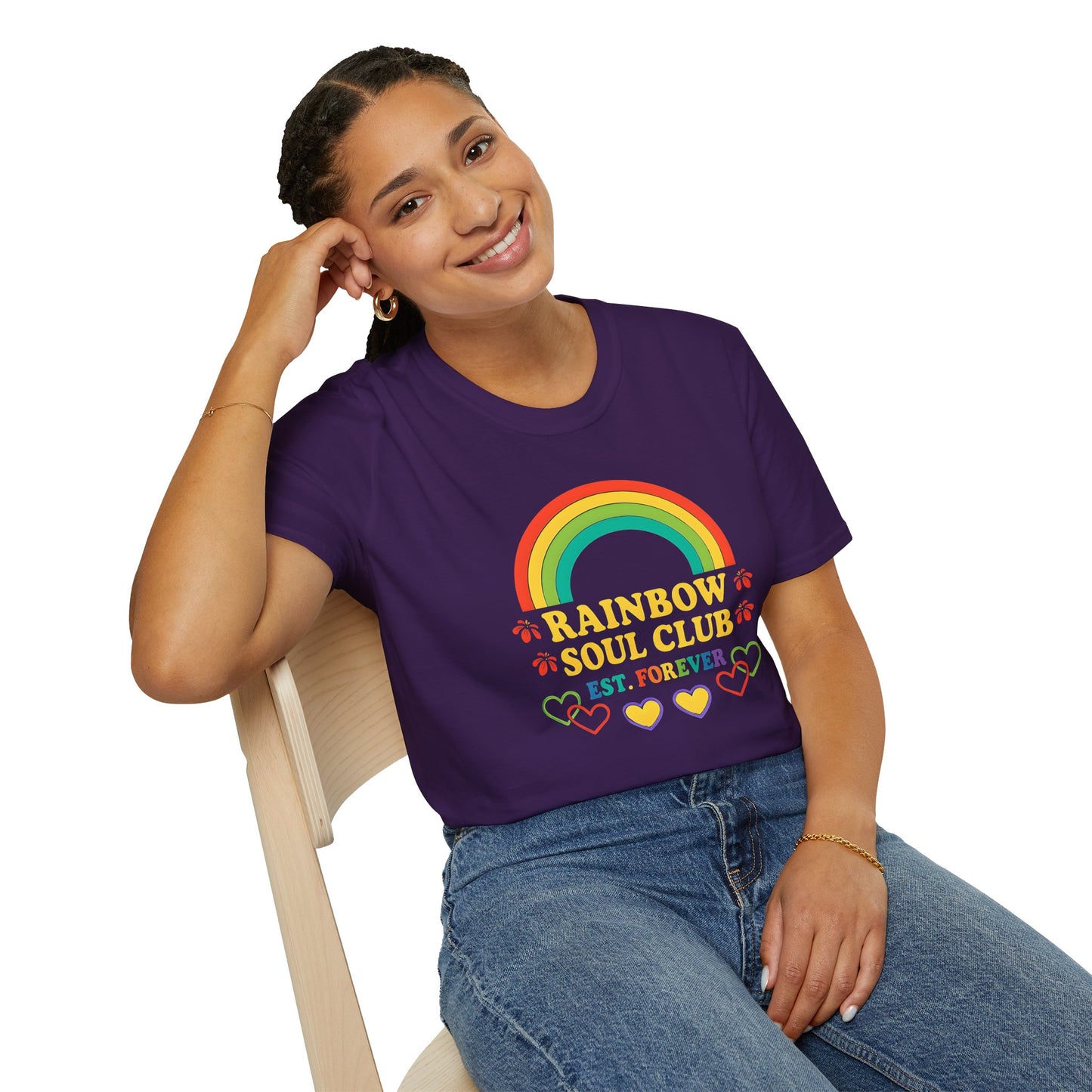 Rainbow Soul Club Pride T-Shirt, Retro Pride Tee, Cute Gift for Friends, LGBTQ+ Celebration Shirt, Summer Vibes Apparel, Casual Everyday