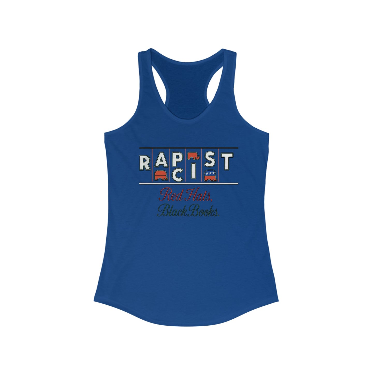 Red Hats, Black Books. Empowering Women's Racerback Tank - Bold Statement Tee, Activism Top, Fitness Shirt, Gift for Her, Casual Summer Wear