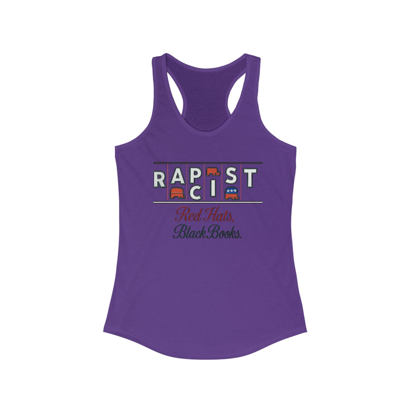 Red Hats, Black Books. Empowering Women's Racerback Tank - Bold Statement Tee, Activism Top, Fitness Shirt, Gift for Her, Casual Summer Wear