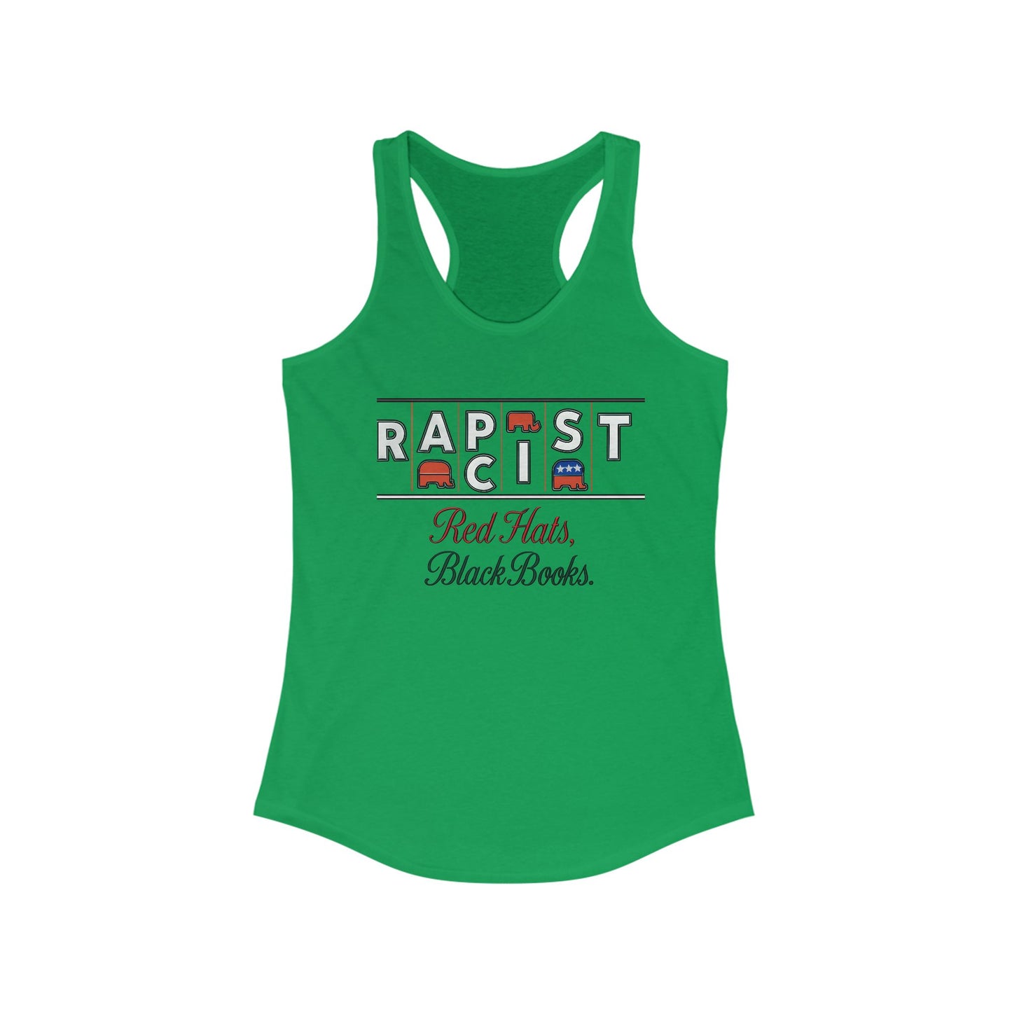 Red Hats, Black Books. Empowering Women's Racerback Tank - Bold Statement Tee, Activism Top, Fitness Shirt, Gift for Her, Casual Summer Wear