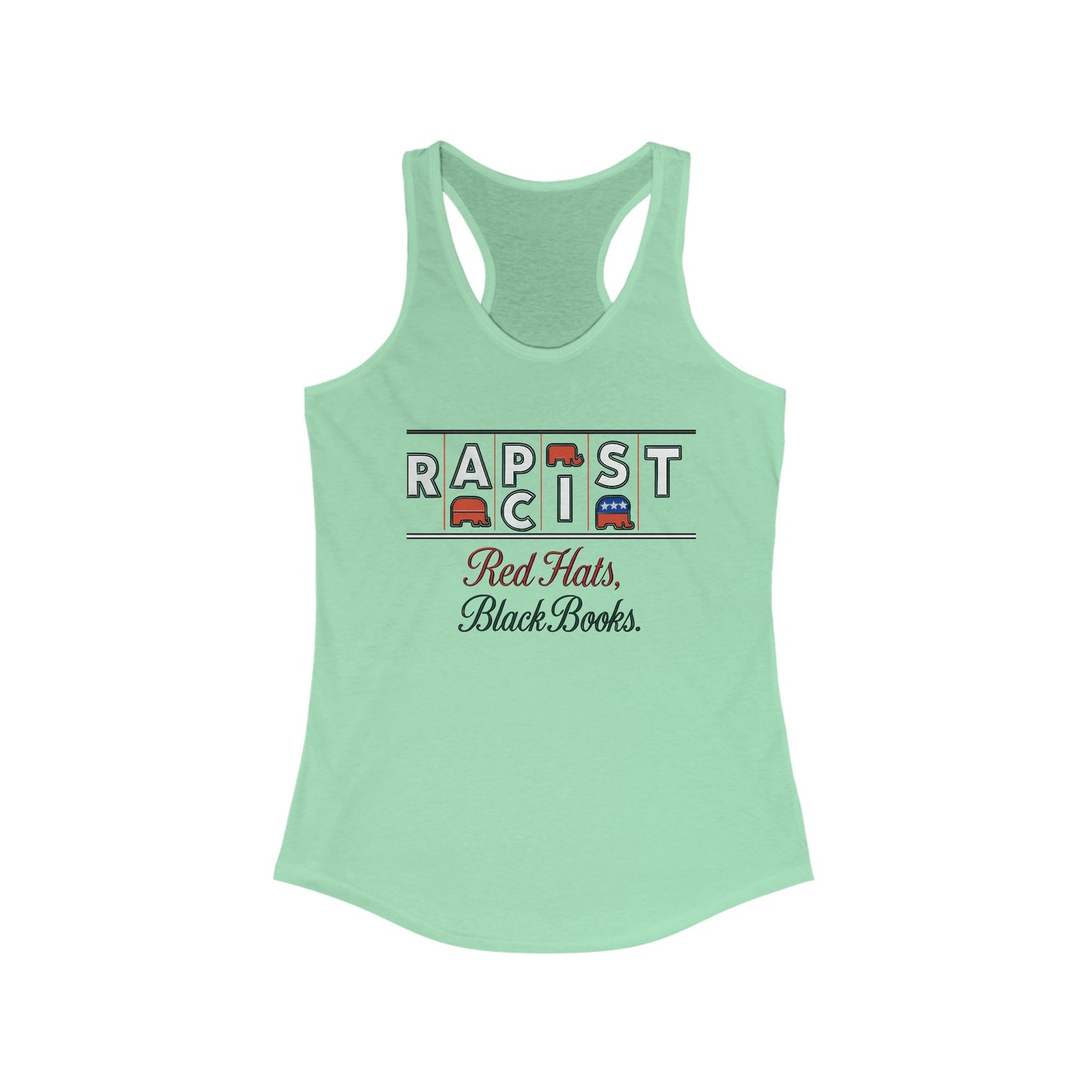 Red Hats, Black Books. Empowering Women's Racerback Tank - Bold Statement Tee, Activism Top, Fitness Shirt, Gift for Her, Casual Summer Wear