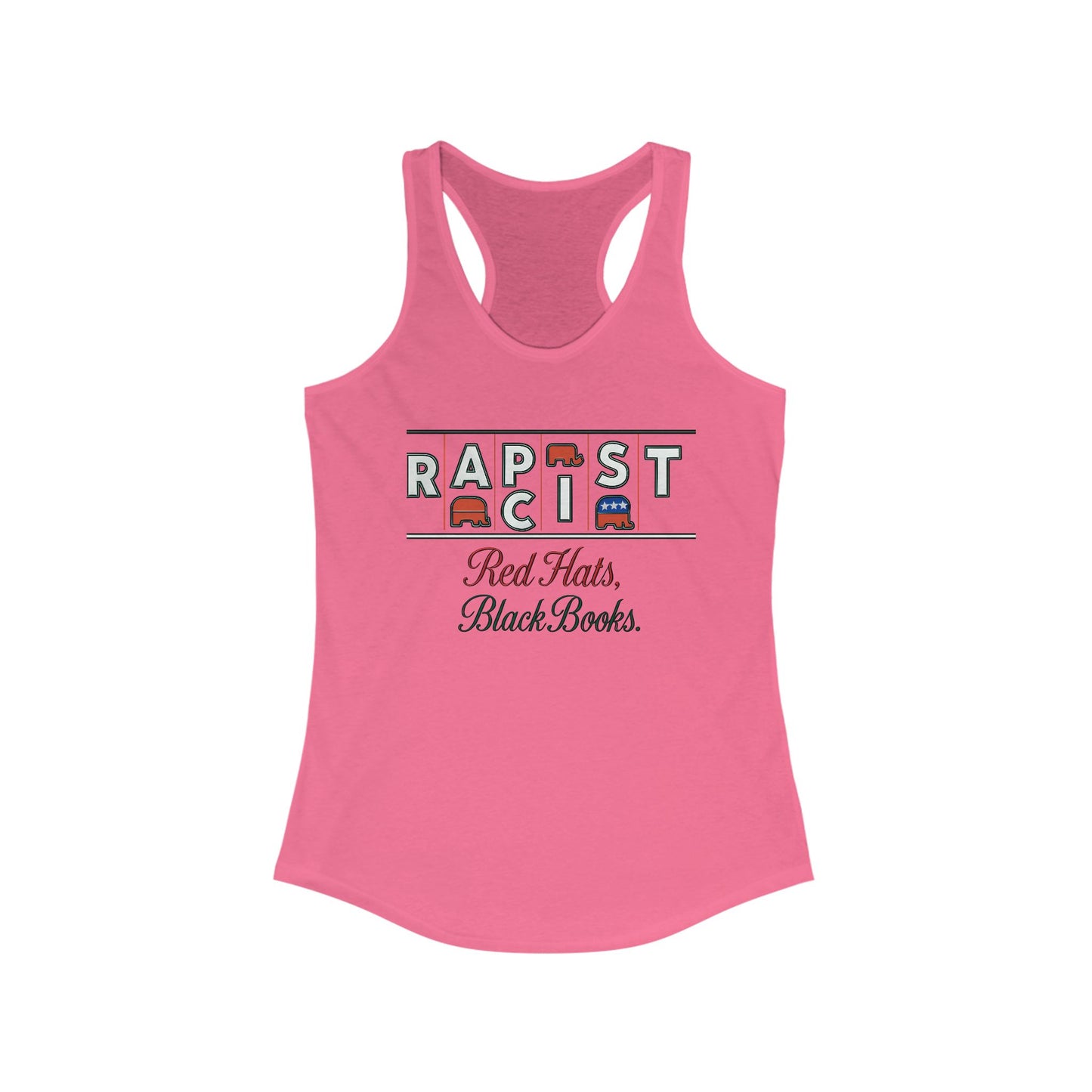 Red Hats, Black Books. Empowering Women's Racerback Tank - Bold Statement Tee, Activism Top, Fitness Shirt, Gift for Her, Casual Summer Wear