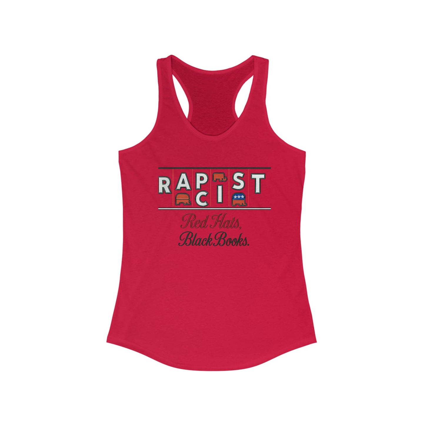 Red Hats, Black Books. Empowering Women's Racerback Tank - Bold Statement Tee, Activism Top, Fitness Shirt, Gift for Her, Casual Summer Wear