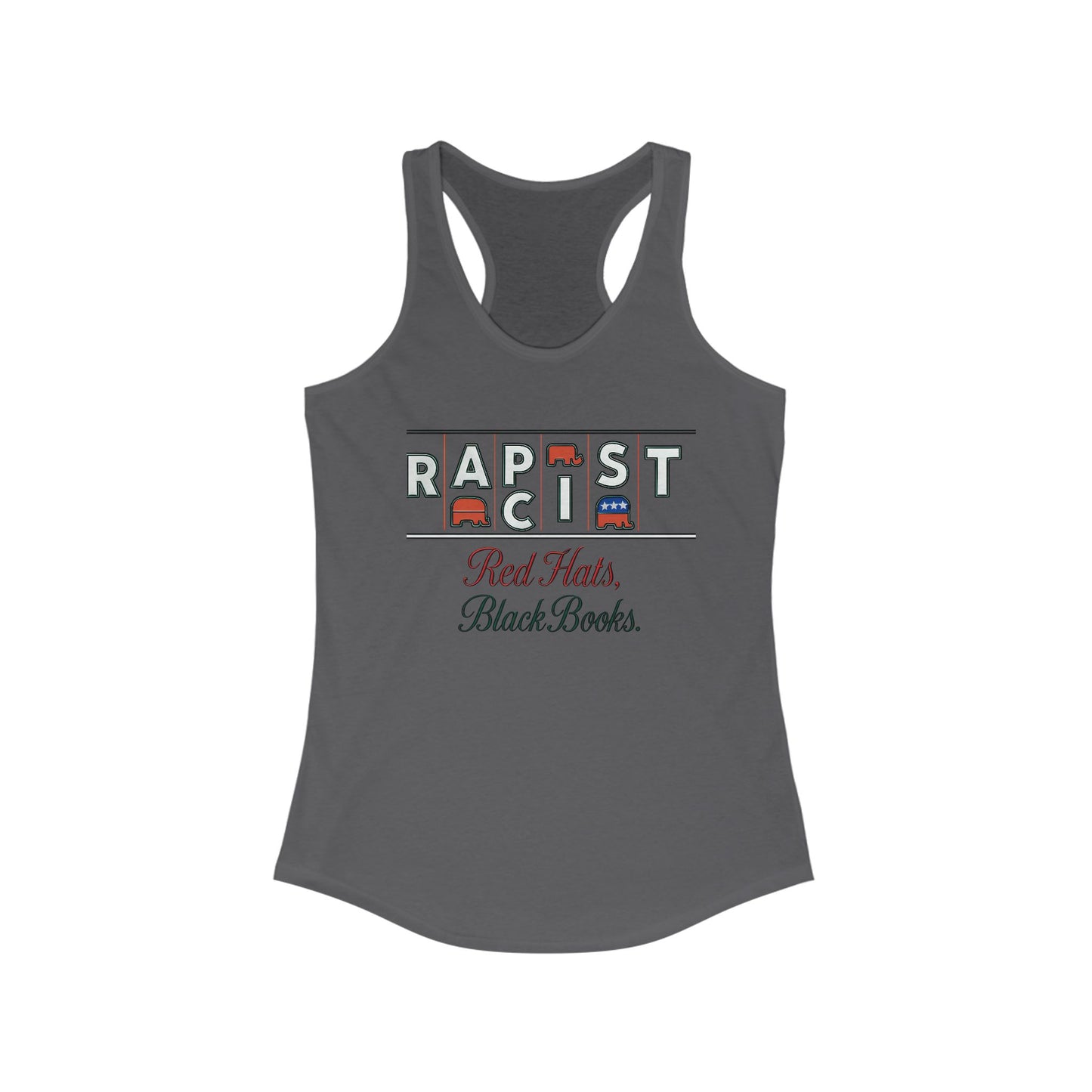 Red Hats, Black Books. Empowering Women's Racerback Tank - Bold Statement Tee, Activism Top, Fitness Shirt, Gift for Her, Casual Summer Wear
