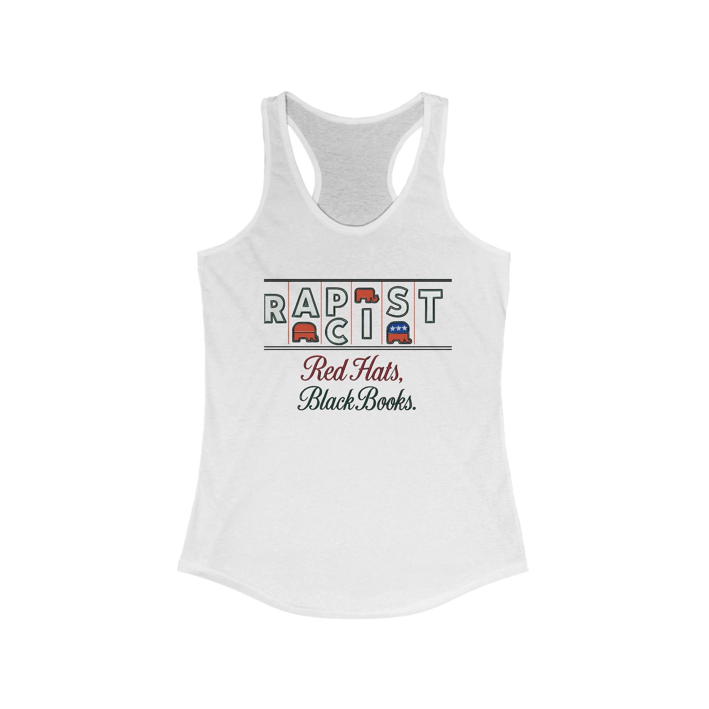 Red Hats, Black Books. Empowering Women's Racerback Tank - Bold Statement Tee, Activism Top, Fitness Shirt, Gift for Her, Casual Summer Wear