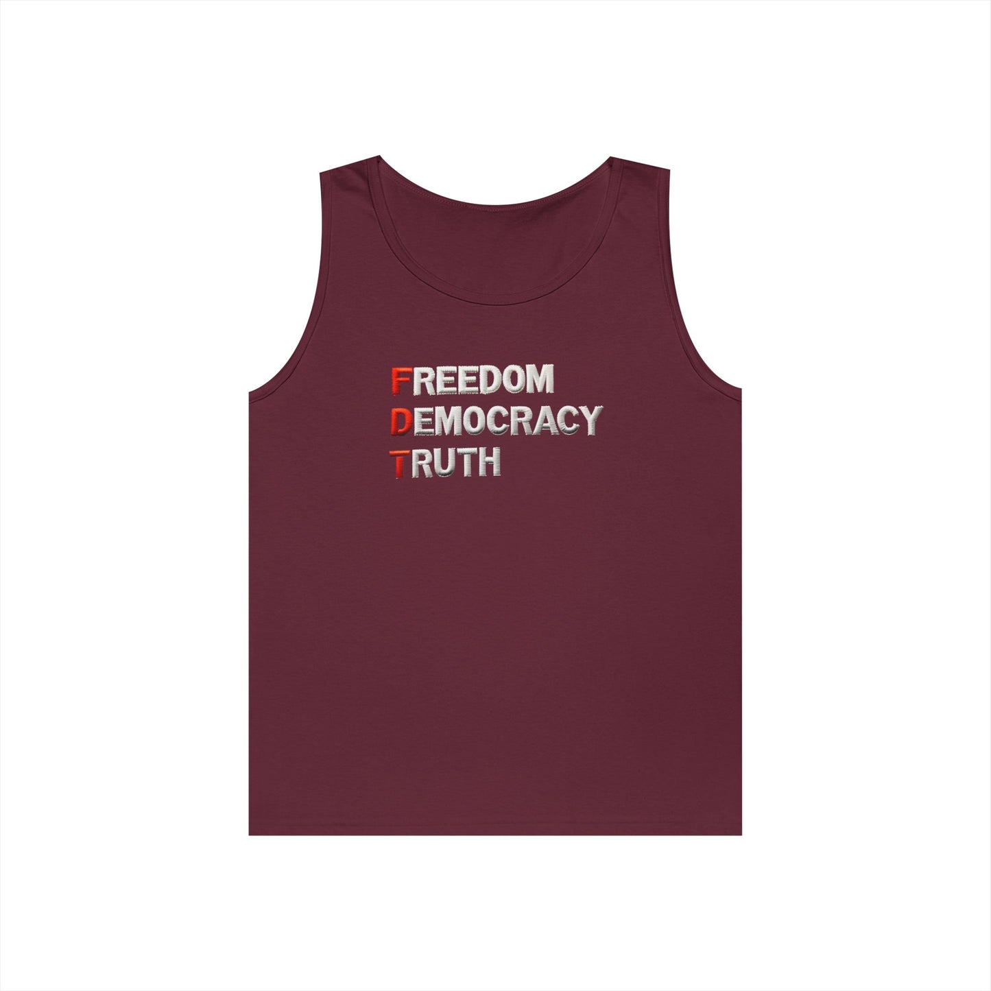 Freedom Democracy Truth FDT Unisex Heavy Cotton Tank Top - Freedom Democracy Truth Tee, Gift for Activists, Copyleft [...]