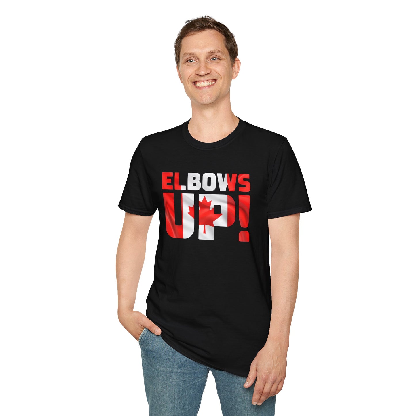 Canadian Pride Elbows Up T-Shirt, Unisex Tee, Fun Canada Day Apparel, Gift for Canada Lovers, Comfortable Travel Shirt