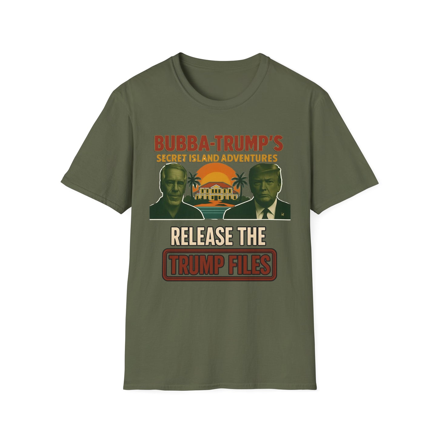 "Bubba-Trump's Secret Island Adventures: Release the Trump Files" Retro Political Tee, release ALL the Files - Un-Redacted!