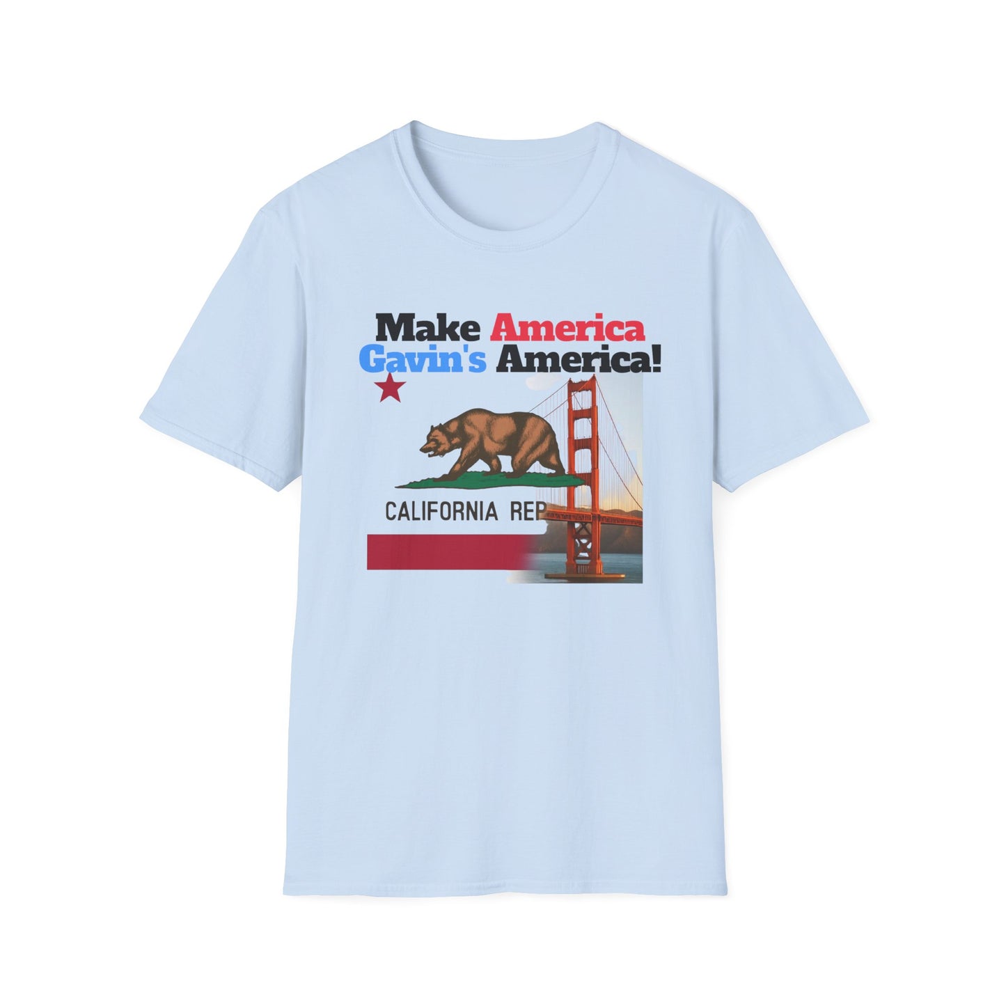 Make America Gavin’s America! California Bear Graphic Tee - Make America Gavin Again T-Shirt, Unisex Softstyle, Trendy Top, Casual Graphic Shirt, California Pride Apparel