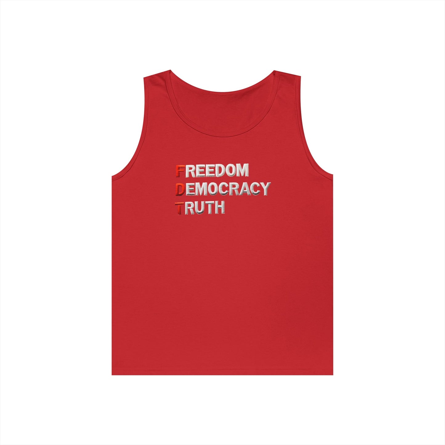 Freedom Democracy Truth FDT Unisex Heavy Cotton Tank Top - Freedom Democracy Truth Tee, Gift for Activists, Copyleft [...]