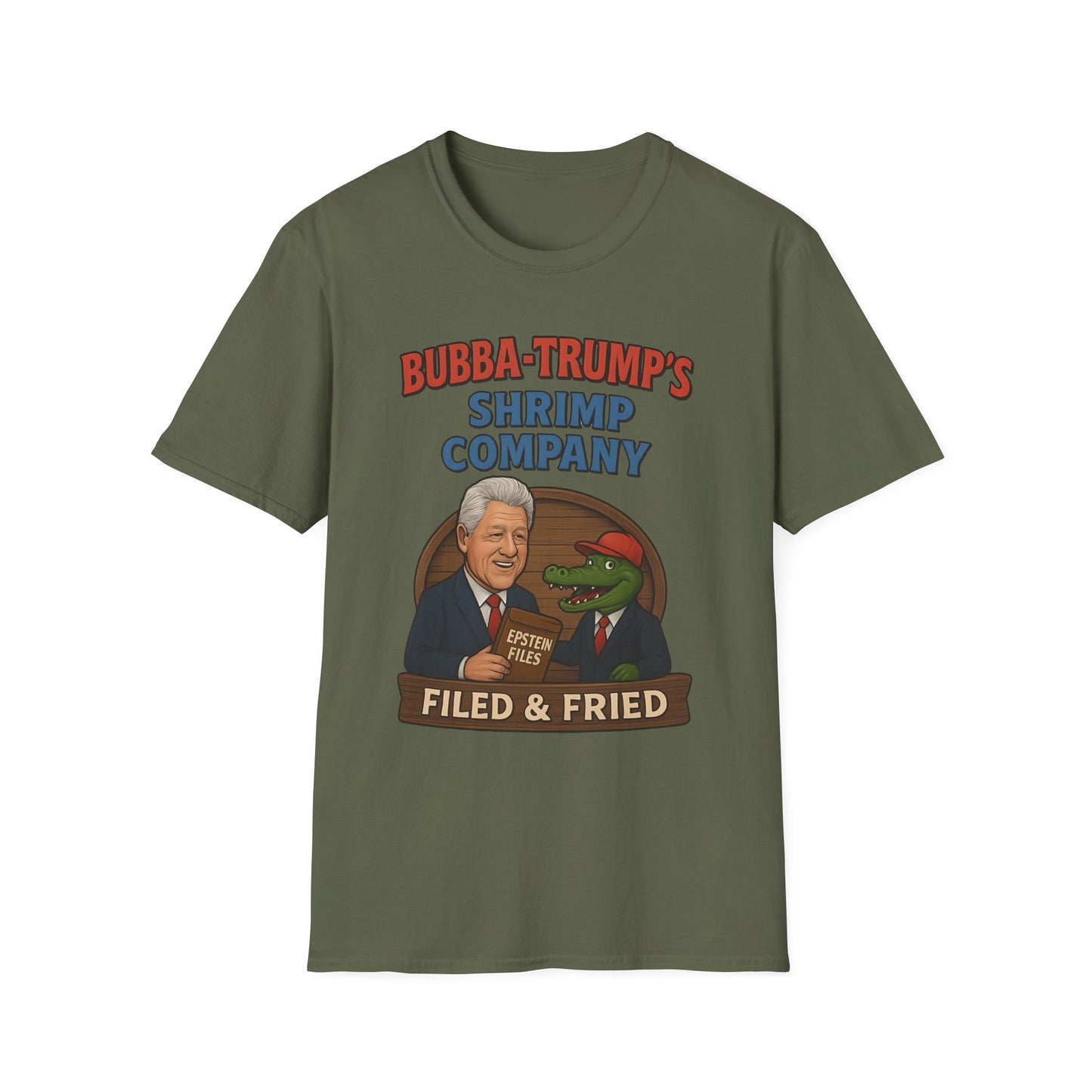 Bubba-Trump's Shrimp Company T-Shirt — 'Filed & Fried' Political Parody Tee