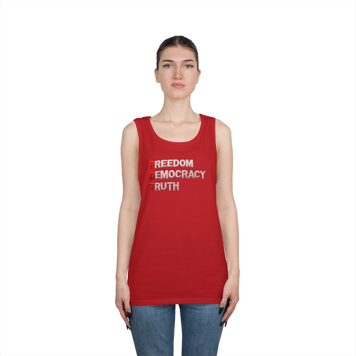 Freedom Democracy Truth FDT Unisex Heavy Cotton Tank Top - Freedom Democracy Truth Tee, Gift for Activists, Copyleft [...]