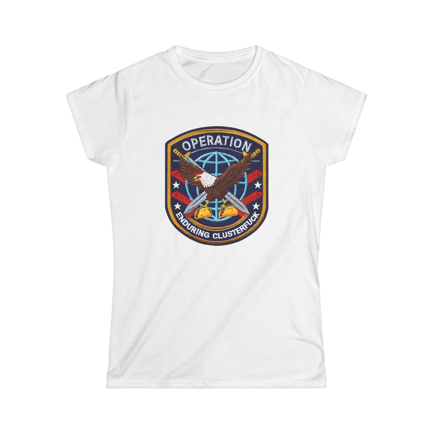 Operation Clusterfuck Women's Softstyle Tee with Military Patch Design | Casual Women's Shirt, Patriotic Apparel, Unique Graphic Tee, [...]