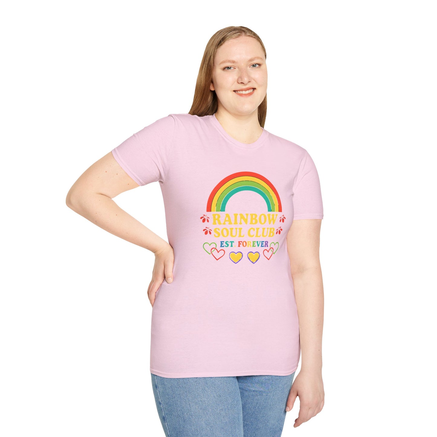 Rainbow Soul Club Pride T-Shirt, Retro Pride Tee, Cute Gift for Friends, LGBTQ+ Celebration Shirt, Summer Vibes Apparel, Casual Everyday