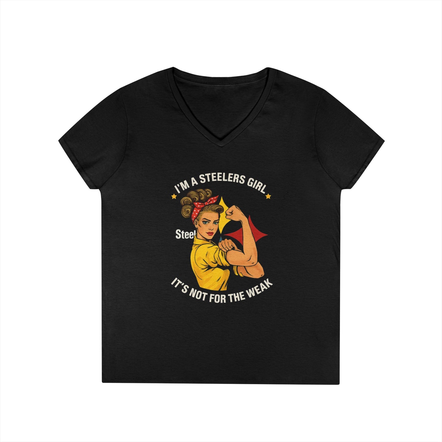 Steelers Girl V-Neck T-Shirt | Empowering Sports Apparel, Perfect for Game Day, Ladies' Casual Wear, Unique Gift Idea