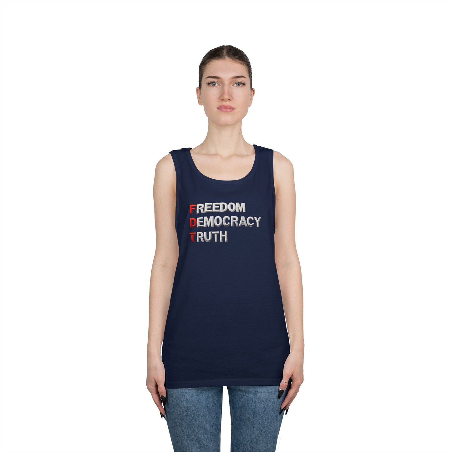 Freedom Democracy Truth FDT Unisex Heavy Cotton Tank Top - Freedom Democracy Truth Tee, Gift for Activists, Copyleft [...]
