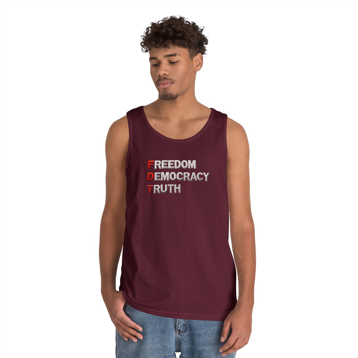 Freedom Democracy Truth FDT Unisex Heavy Cotton Tank Top - Freedom Democracy Truth Tee, Gift for Activists, Copyleft [...]