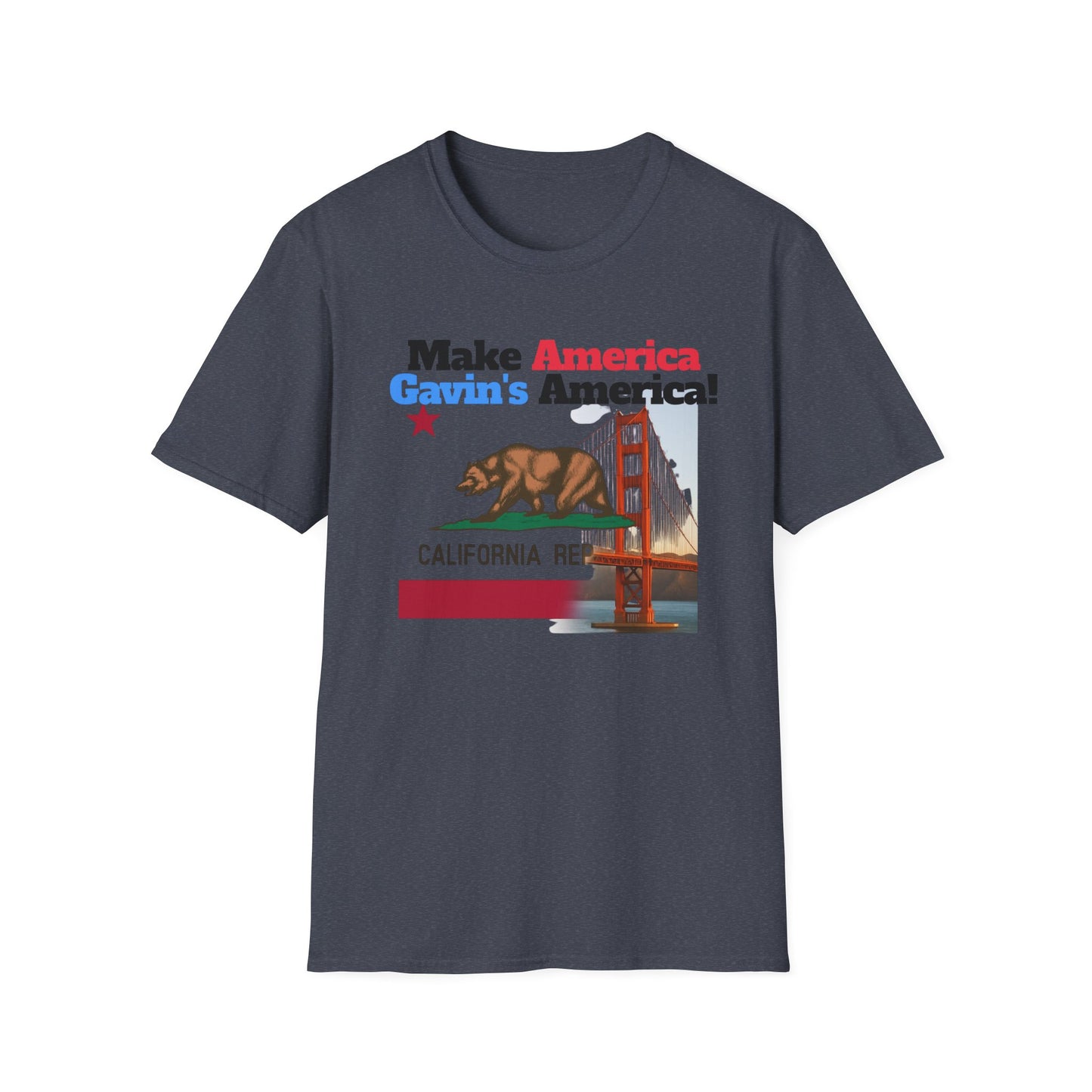 Make America Gavin’s America! California Bear Graphic Tee - Make America Gavin Again T-Shirt, Unisex Softstyle, Trendy Top, Casual Graphic Shirt, California Pride Apparel