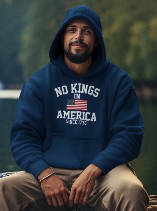 No Kings in America Fleece Hoodie, Cozy Fleece Hoodie, Political Statement Hoodie, Stand With Ameroca Hoodie, Anti Fascism Hoodie