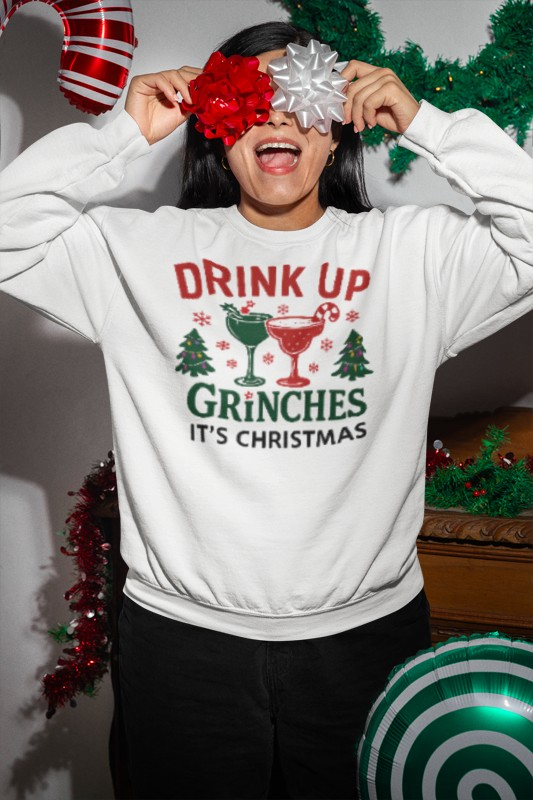 Drink Up Grinches - Its Christmas unisex crewneck Festive Holiday Sweatshirt, Drink Up Grinches Crewneck, Christmas Gift, Ugly Sweater Alternative, Family Gathering Outfit, Winter [...]