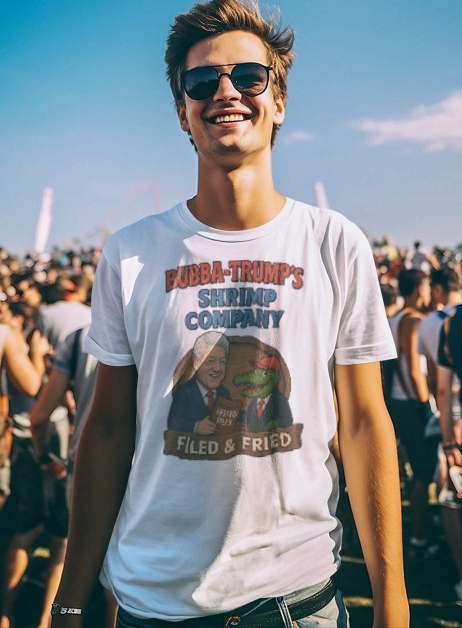 Bubba-Trump's Shrimp Company T-Shirt — 'Filed & Fried' Political Parody Tee