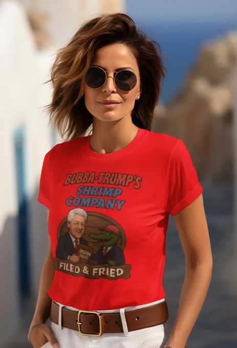 Bubba-Trump's Shrimp Company T-Shirt — 'Filed & Fried' Political Parody Tee