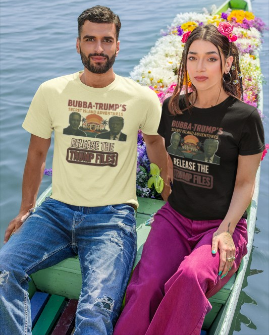 "Bubba-Trump's Secret Island Adventures: Release the Trump Files" Retro Political Tee, release ALL the Files - Un-Redacted!
