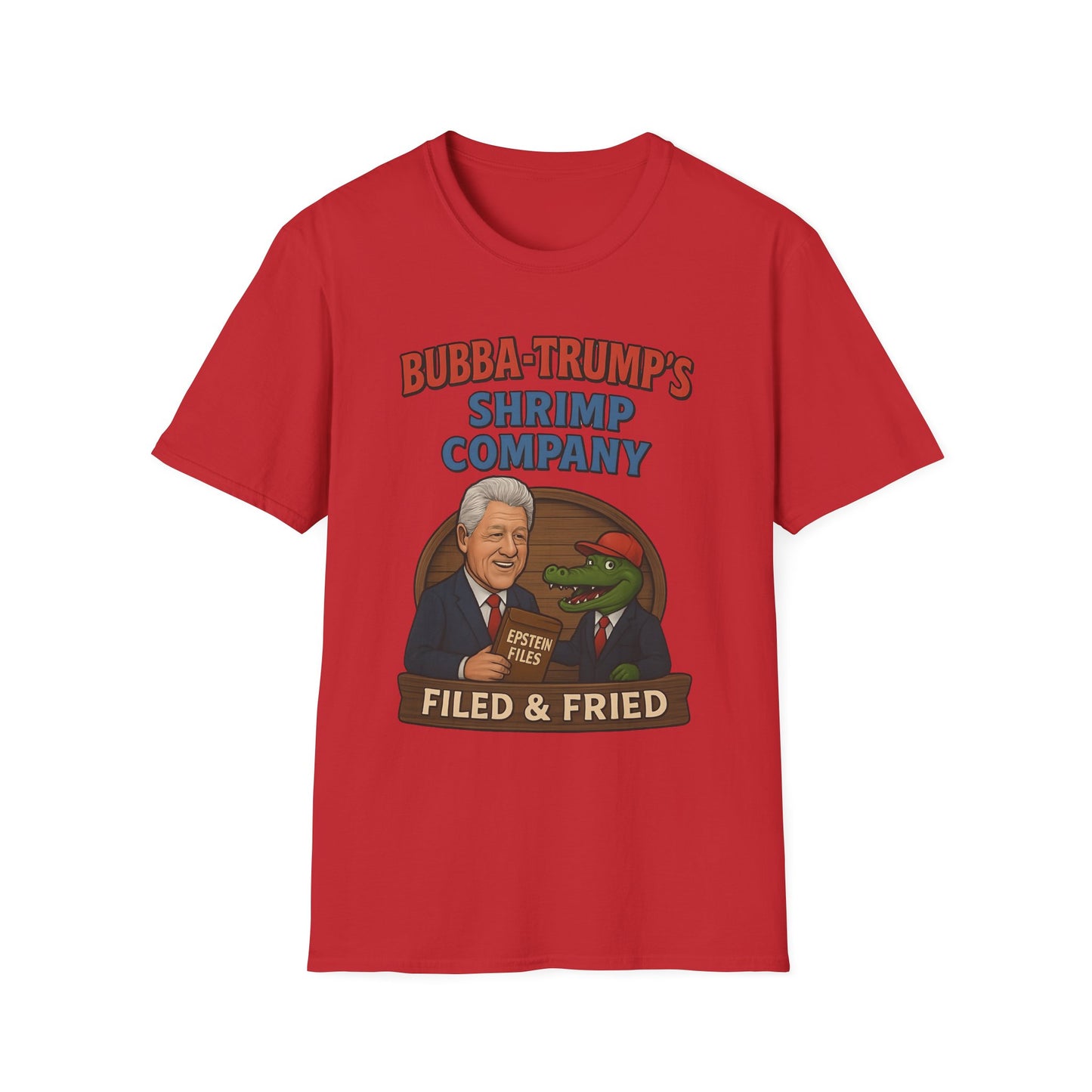 Bubba-Trump's Shrimp Company T-Shirt — 'Filed & Fried' Political Parody Tee