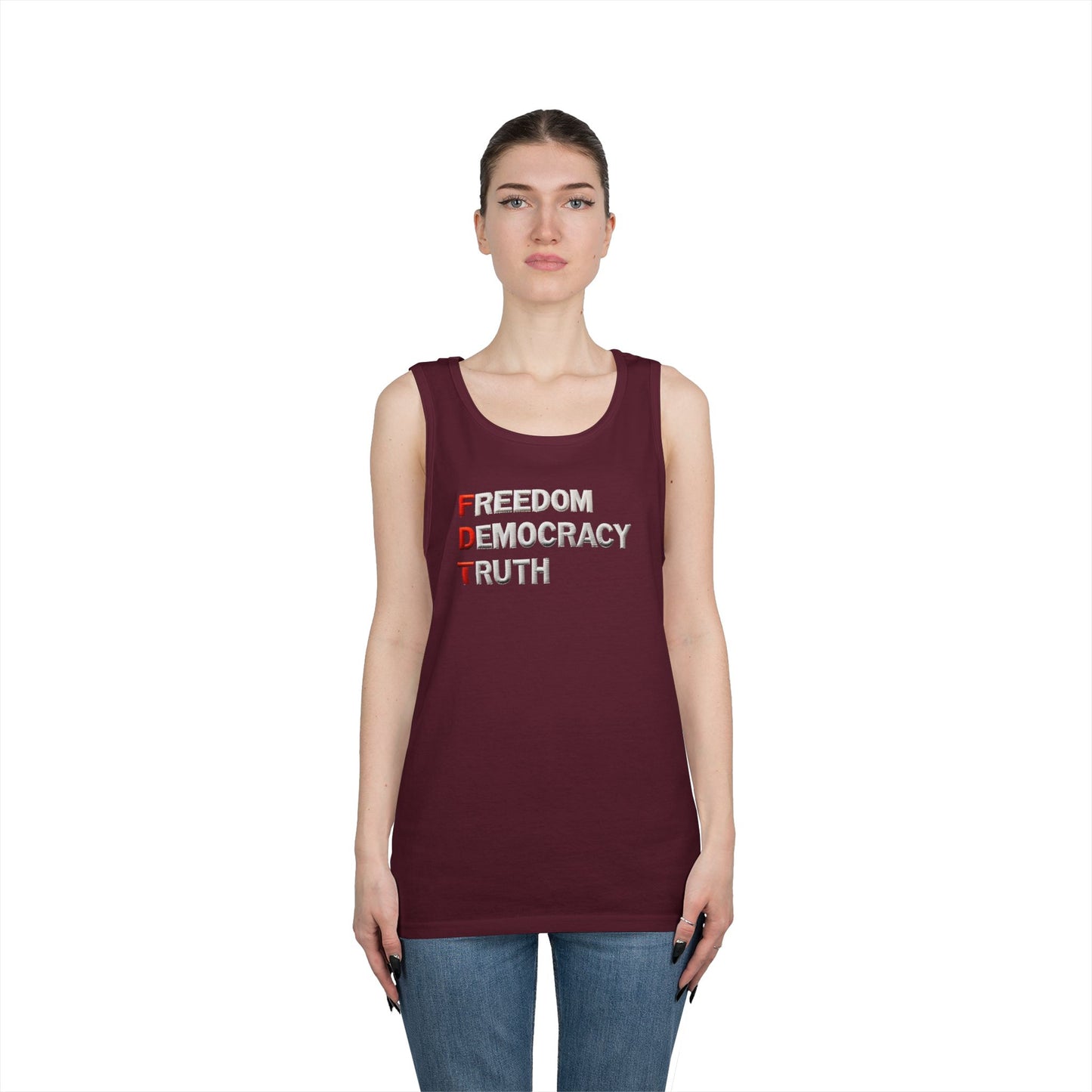 Freedom Democracy Truth FDT Unisex Heavy Cotton Tank Top - Freedom Democracy Truth Tee, Gift for Activists, Copyleft [...]