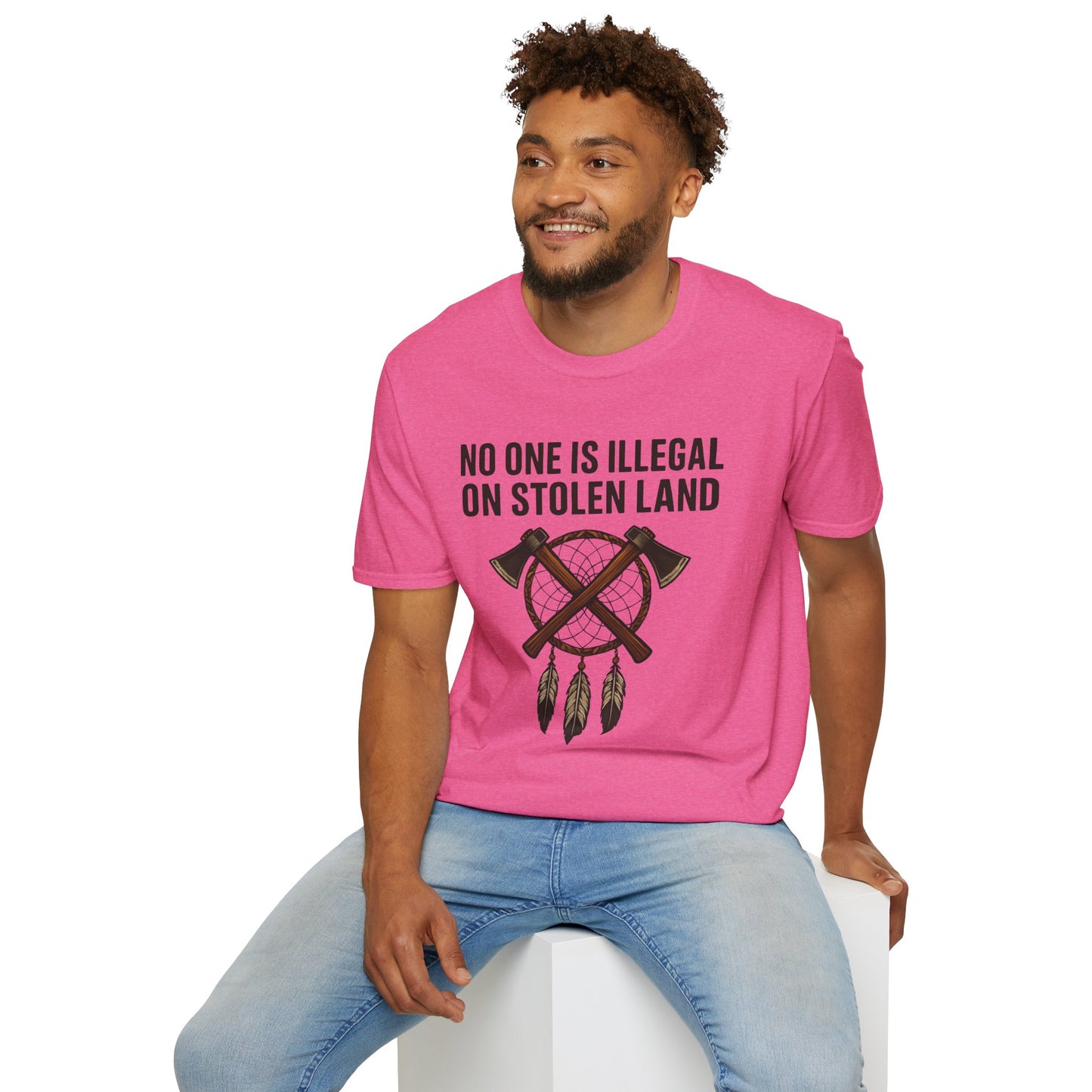 No One is illegal on Stolen Land t-shirt | Eco-Friendly Apparel, Casual Wear, Statement Tee, Social Justice Shirt, Gift Idea