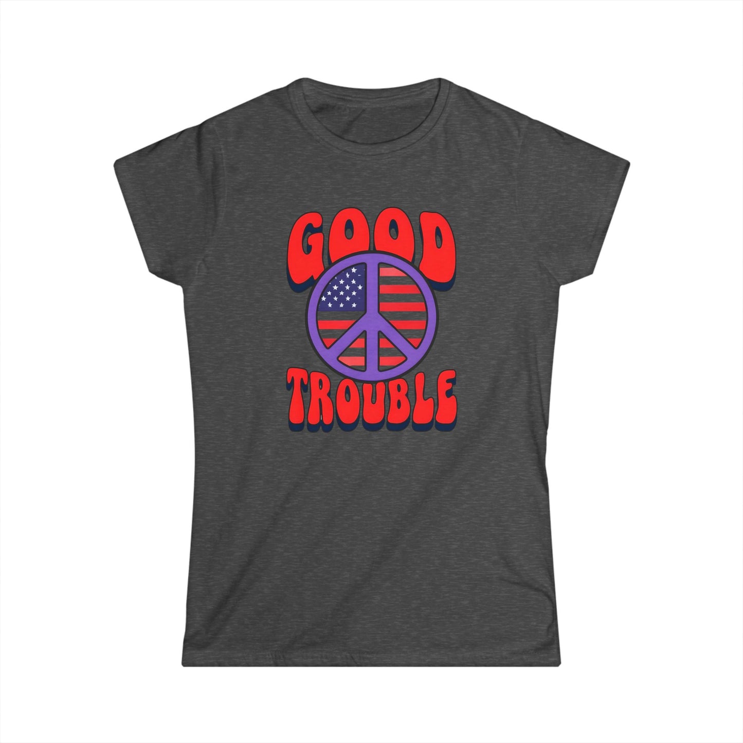 Women's Ladies Fit Tee - 'Good Trouble' Vintage Style, Casual Wear, Freedom Fashion, Political Statement Shirt, Peace Vibe Apparel