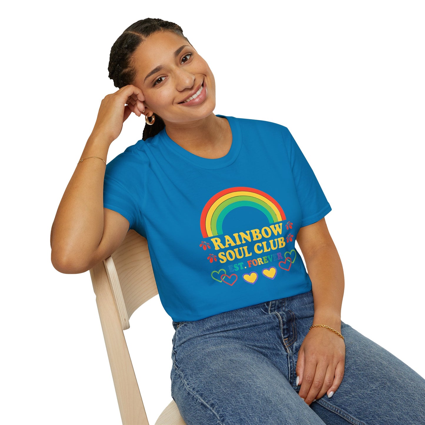 Rainbow Soul Club Pride T-Shirt, Retro Pride Tee, Cute Gift for Friends, LGBTQ+ Celebration Shirt, Summer Vibes Apparel, Casual Everyday