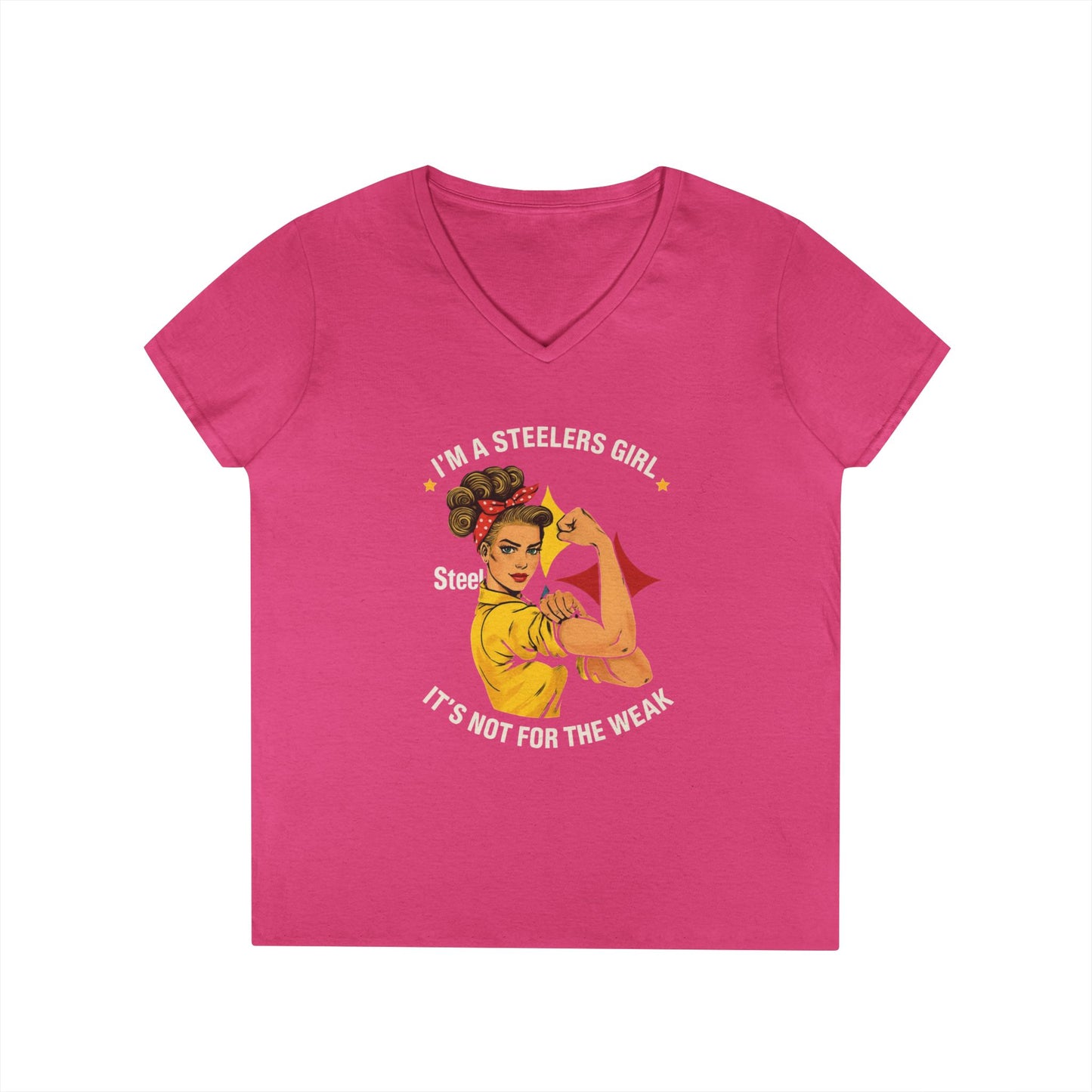 Steelers Girl V-Neck T-Shirt | Empowering Sports Apparel, Perfect for Game Day, Ladies' Casual Wear, Unique Gift Idea