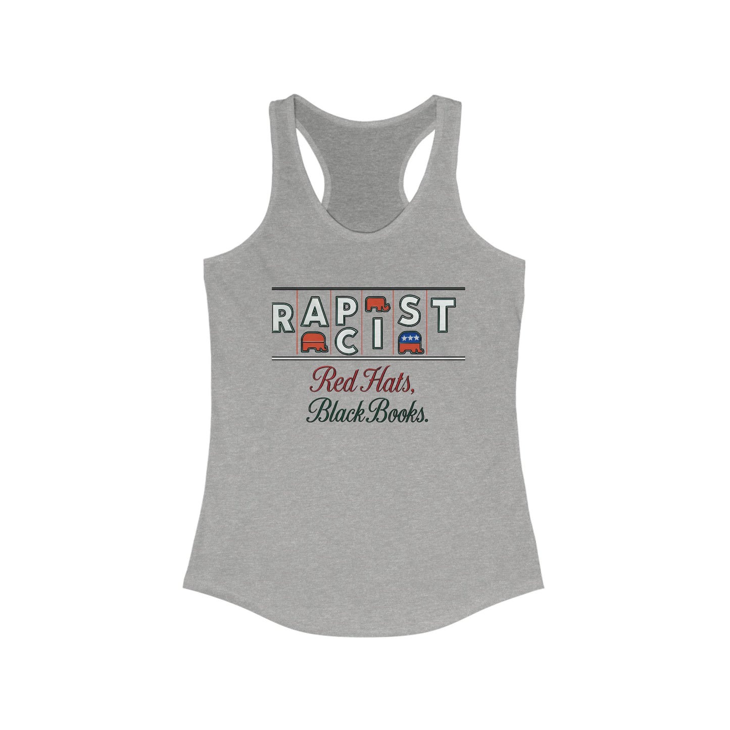 Red Hats, Black Books. Empowering Women's Racerback Tank - Bold Statement Tee, Activism Top, Fitness Shirt, Gift for Her, Casual Summer Wear