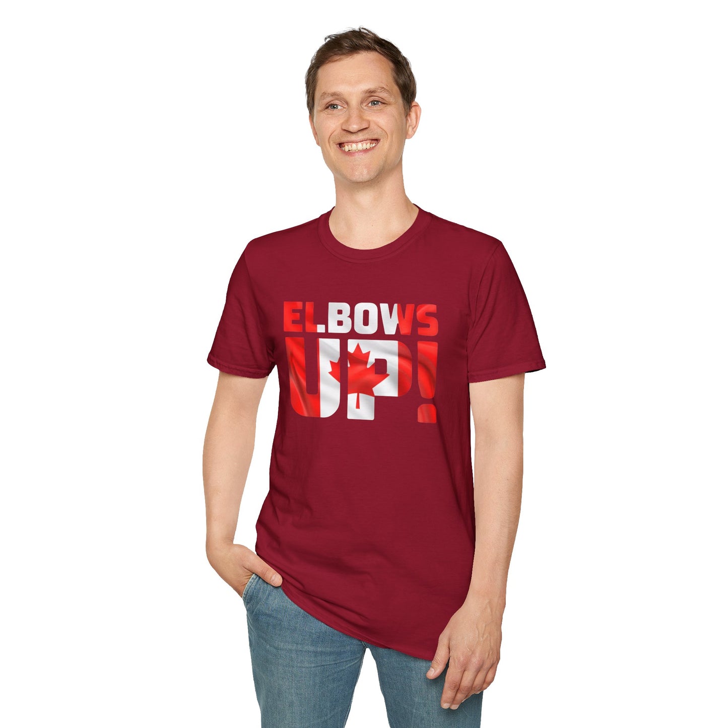 Canadian Pride Elbows Up T-Shirt, Unisex Tee, Fun Canada Day Apparel, Gift for Canada Lovers, Comfortable Travel Shirt